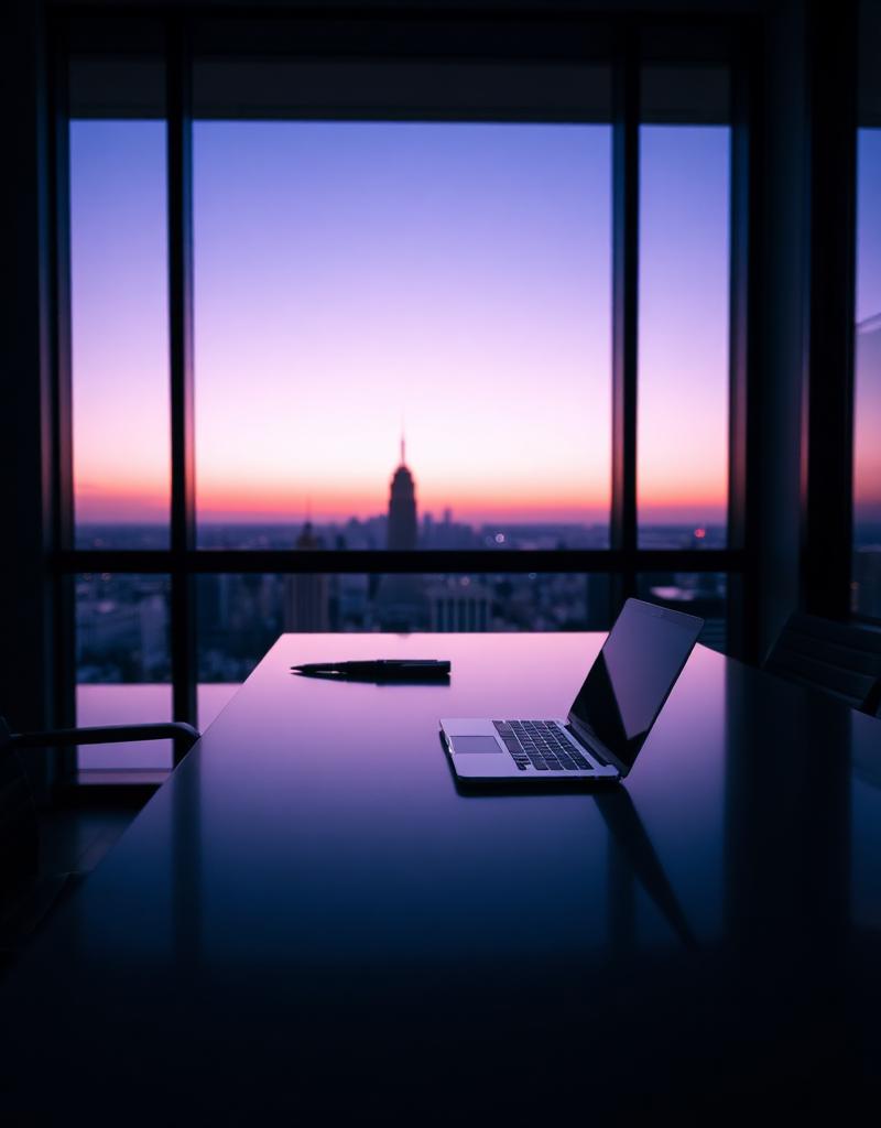 Executive workspace at dusk